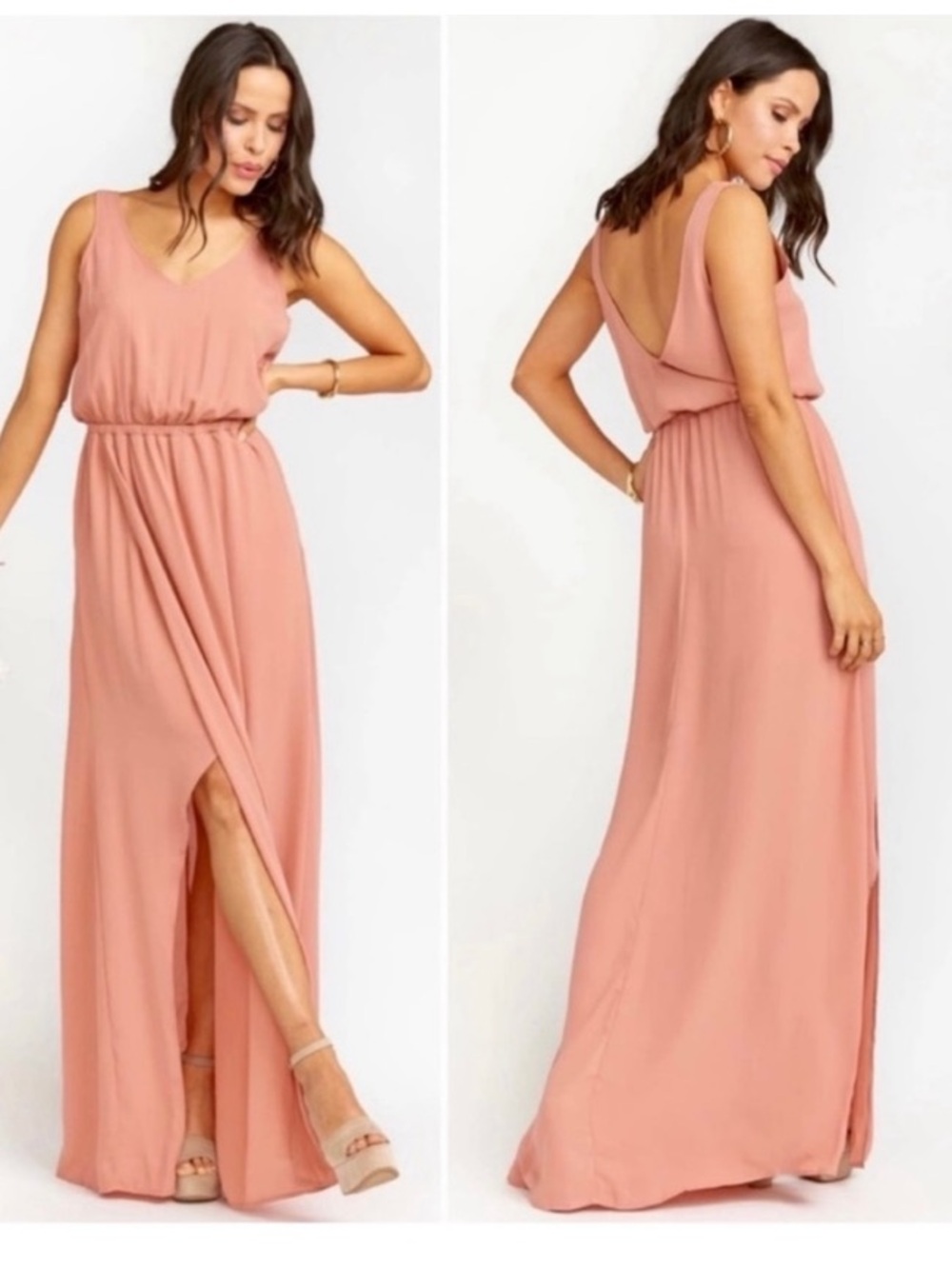 Show Me Your MuMu Sleeveless V-Neck Maxi Dress in Dusty Pink